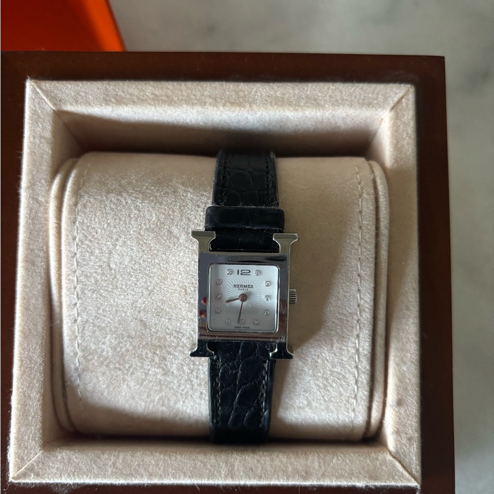 Hermes Heure H pm  Black Croc Women Watch